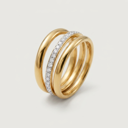 Trio de Alianças Cravejadas Banhada Ouro 24k 2mm