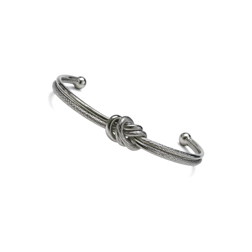 Bracelete Nó Diamantado Aço Prata