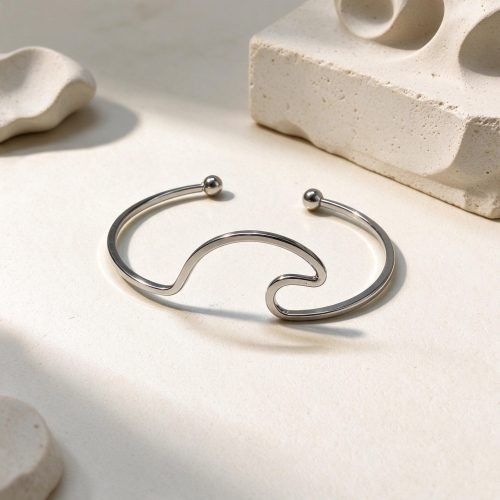 Bracelete Onda Aço Prata