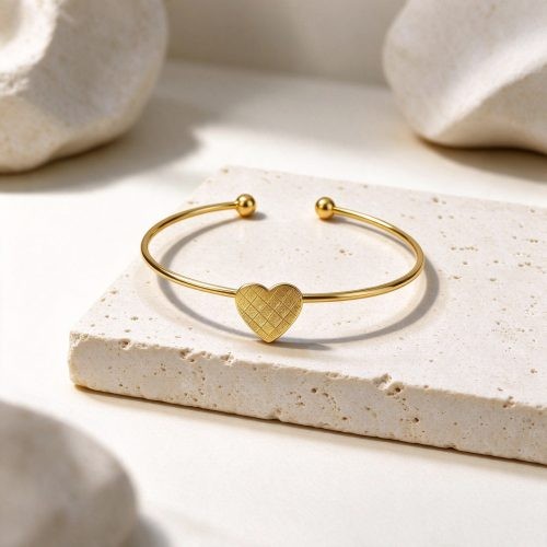 Bracelete Coração Diamantado Banhado a Ouro 18k
