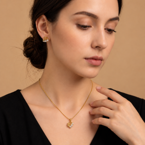 Conjunto Colar e Brinco Borboleta Banhado a Ouro 18k