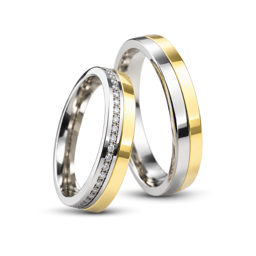 Par de Alianças de Moeda 18k Nápoles Bodas 4,5mm com Zircônia