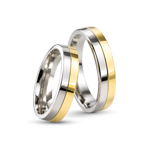 Par de Alianças de Moeda 18k Reta Bodas 4,5mm