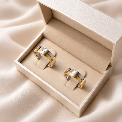 Par de Alianças de Moeda 18k Reta Bodas 6mm