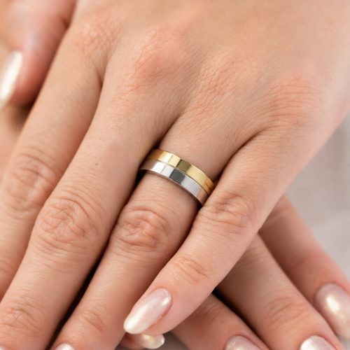 Par de Alianças de Moeda 18k Nápoles Bodas 6mm com Zircônia