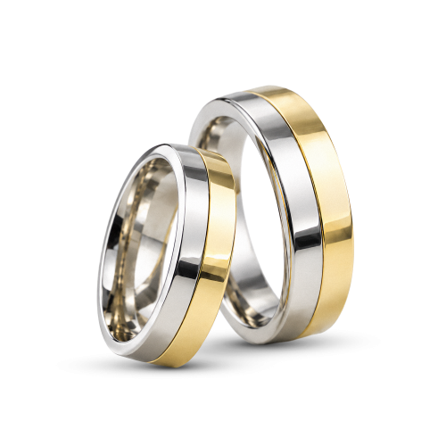 Par de Alianças de Moeda 18k Reta Bodas 6mm
