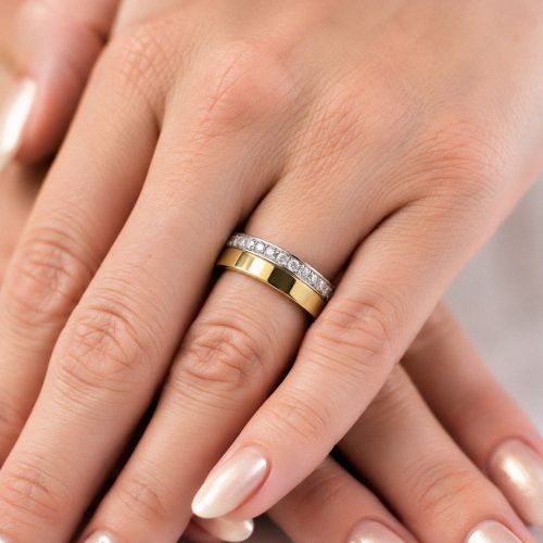 Par de Alianças de Moeda 18k Nápoles Bodas 6mm com Zircônia