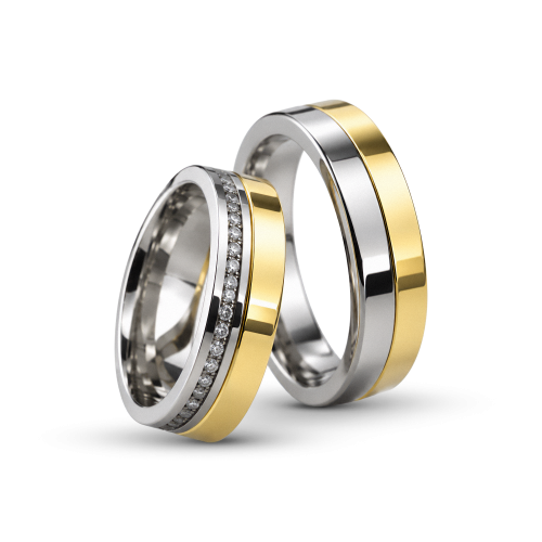 Par de Alianças de Moeda 18k Nápoles Bodas 6mm com Zircônia