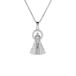 Colar Pingente Nossa Senhora Cravejado Aço Prata