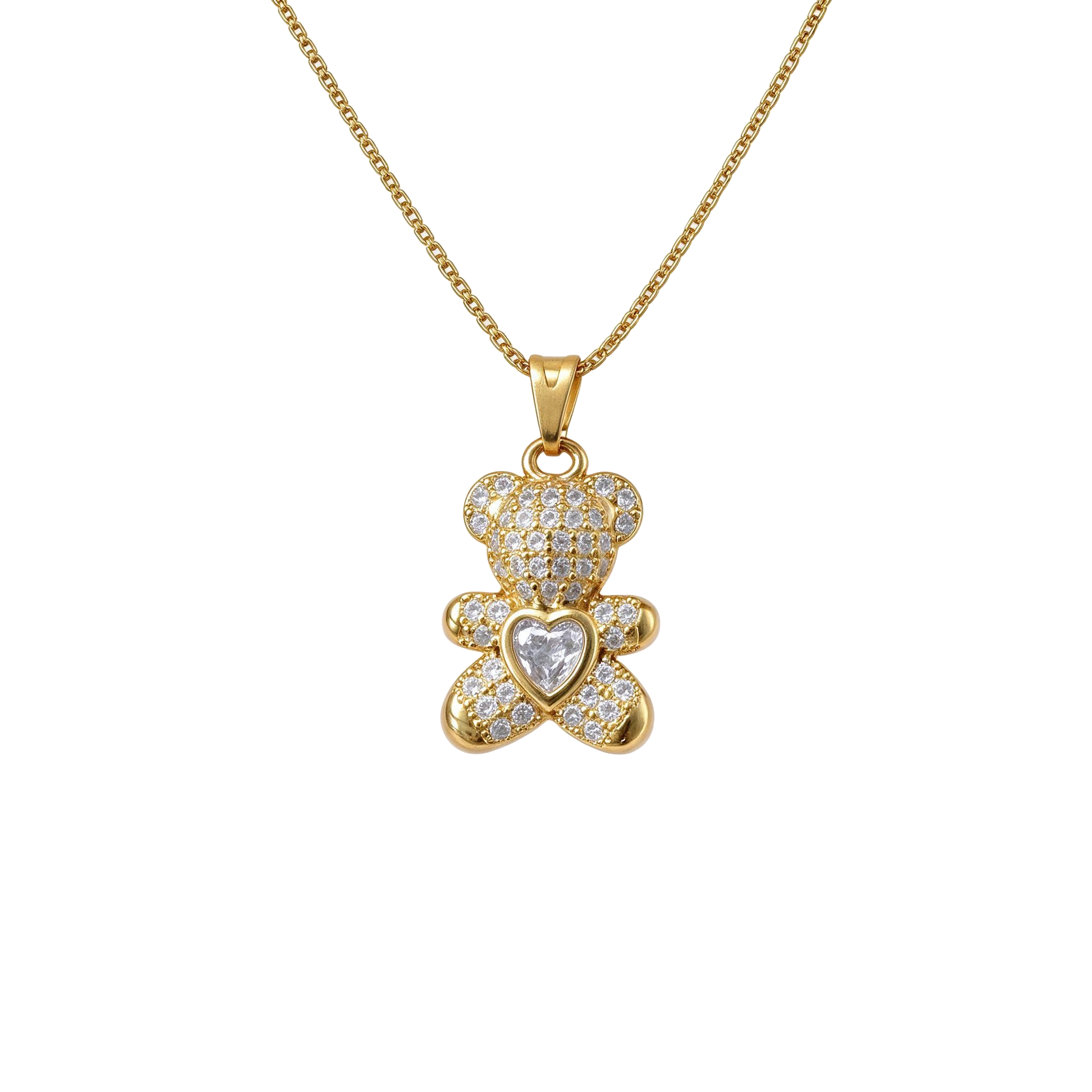 Colar Urso Cravejado Banhado a Ouro 18k