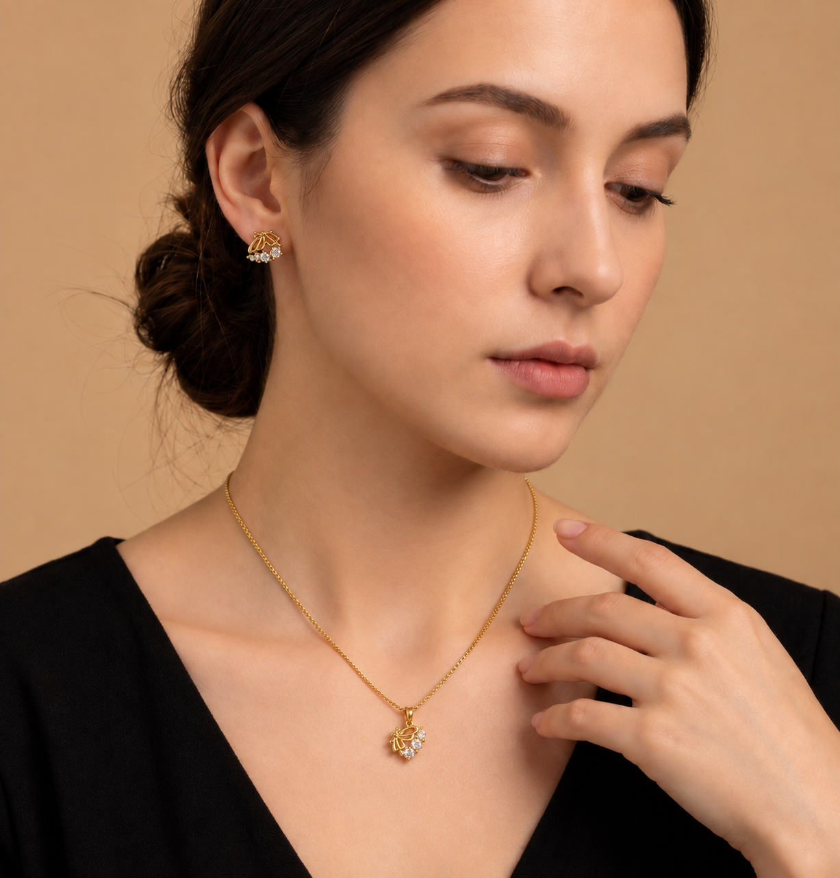 Conjunto Colar e Brinco Borboleta Banhado a Ouro 18k