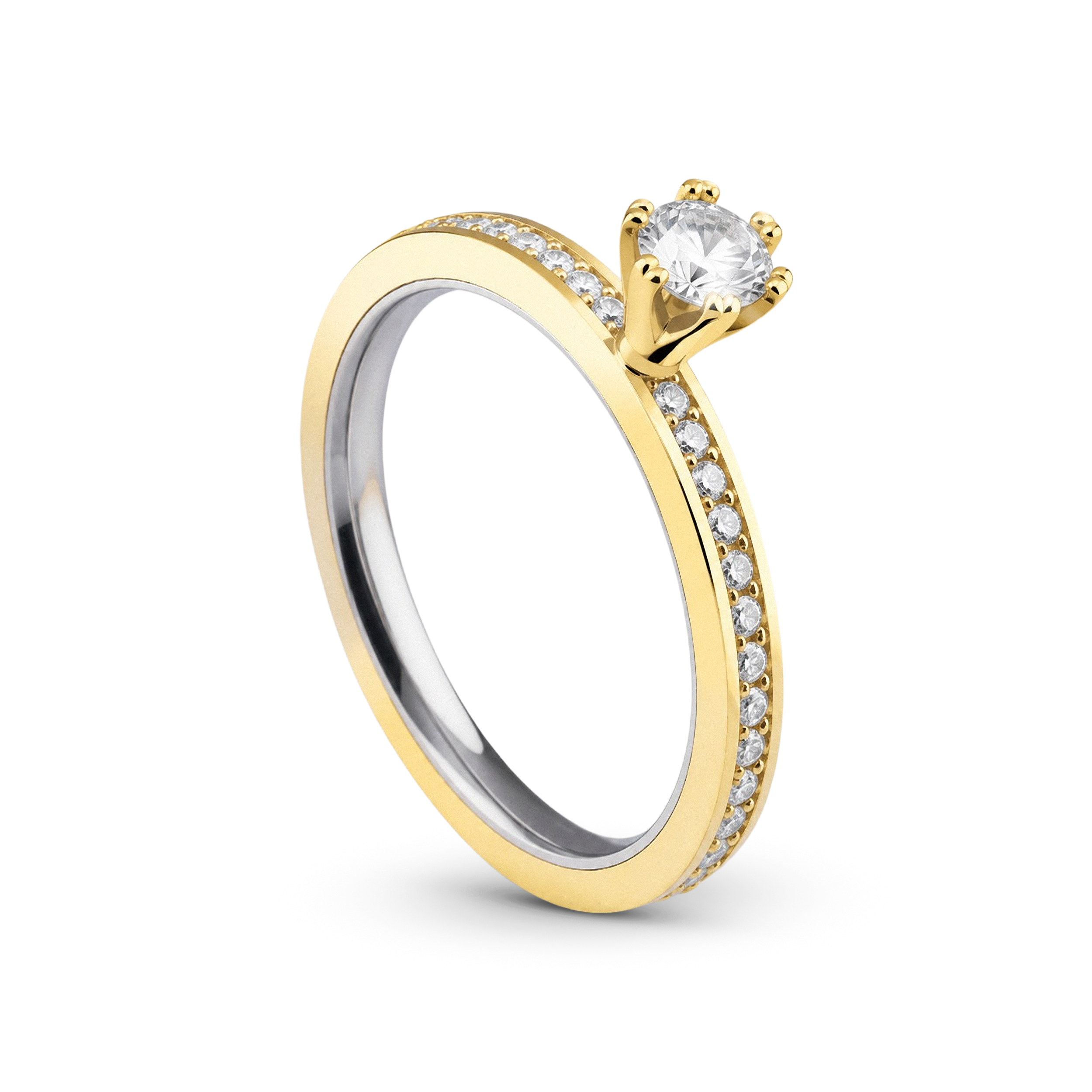 Solitário de Moeda 18k Cravejado 2mm com Zircônia
